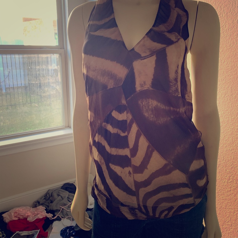 Ralph Lauren Zebra Print Top - Brown and Cream
